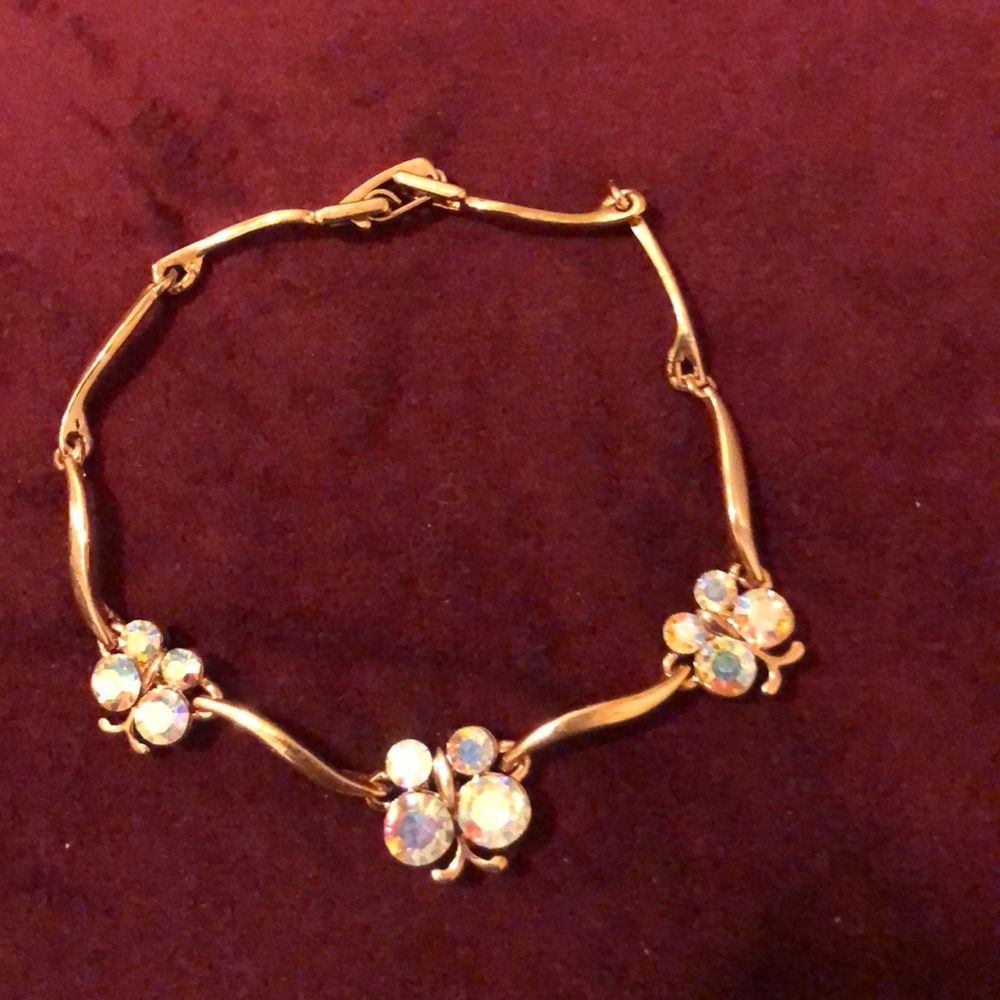 Butterfly faux diamond bracelet
